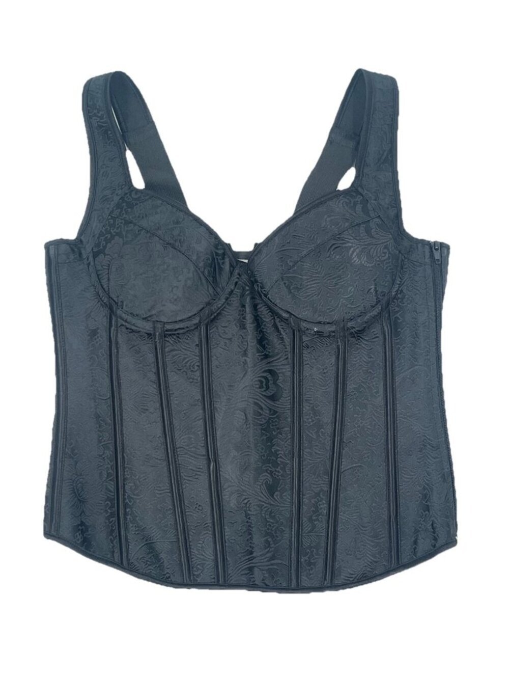 Black Corsett Top Sz Large Lace Up Boning Whimisgoth Victorian Romantic Coquette